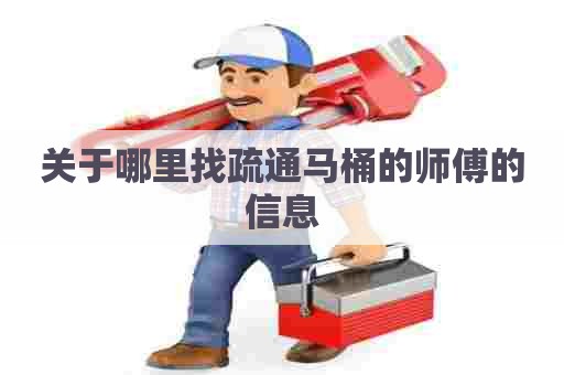 关于哪里找疏通马桶的师傅的信息
