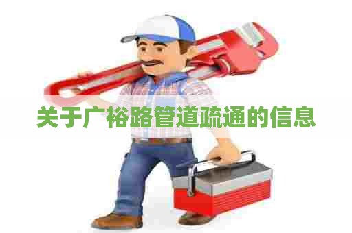 关于广裕路管道疏通的信息 关于广裕路管道疏通的信息