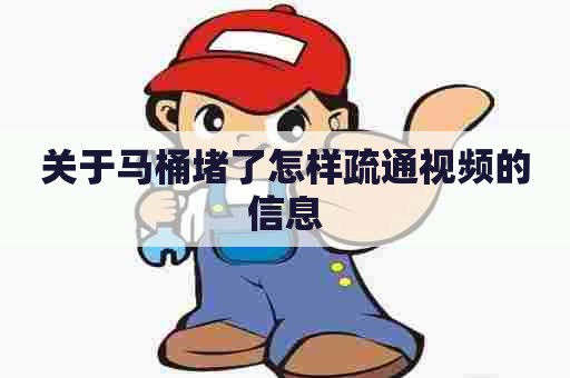 关于马桶堵了怎样疏通视频的信息