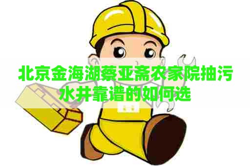 北京金海湖蔡亚斋农家院抽污水井靠谱的如何选