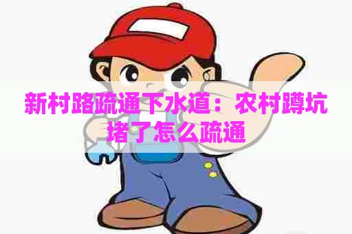 新村路疏通下水道：农村蹲坑堵了怎么疏通
