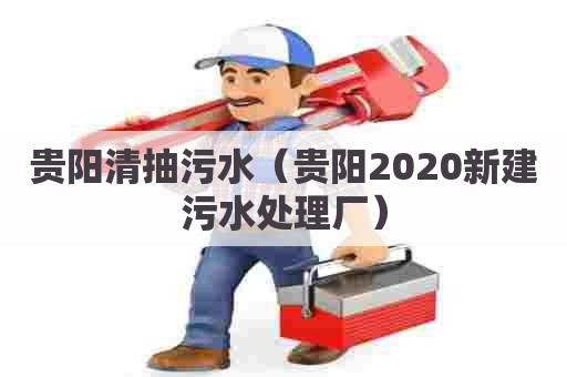 贵阳清抽污水（贵阳2020新建污水处理厂）