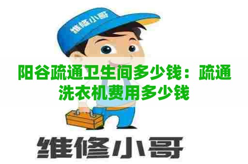 阳谷疏通卫生间多少钱：疏通洗衣机费用多少钱