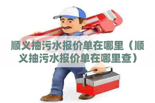 顺义抽污水报价单在哪里（顺义抽污水报价单在哪里查）