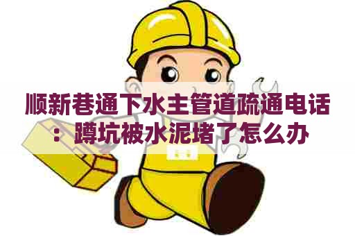 顺新巷通下水主管道疏通电话:蹲坑被水泥堵了怎么办 顺新巷通下水主管道疏通电话:蹲坑被水泥堵了怎么办