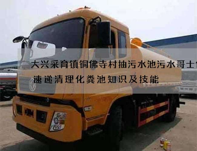 大兴采育镇铜佛寺村抽污水池污水哥士传奇速递清理化粪池知识及技能