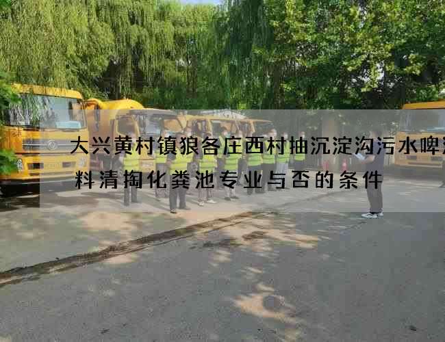 大兴黄村镇狼各庄西村抽沉淀沟污水啤酒原料清掏化粪池专业与否的条件