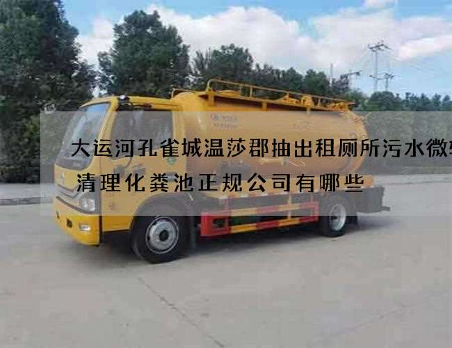 大运河孔雀城温莎郡抽出租厕所污水微转运清理化粪池正规公司有哪些